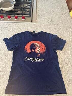 Oliver Anthony Out Of The Woods Tour T-Shirt Navy Blue